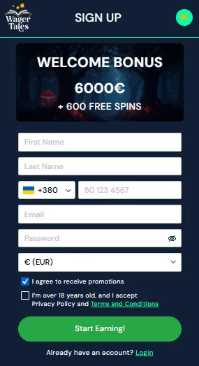 wagertales casino sign up